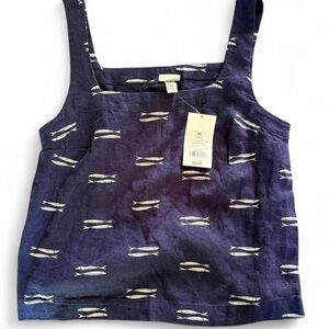 NWT a new day Navy Blue and White Fish Patterned Women's Tank Top Size XS